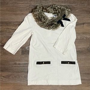 Preloved Janie & Jack Faux Fur Collar Top size 4.